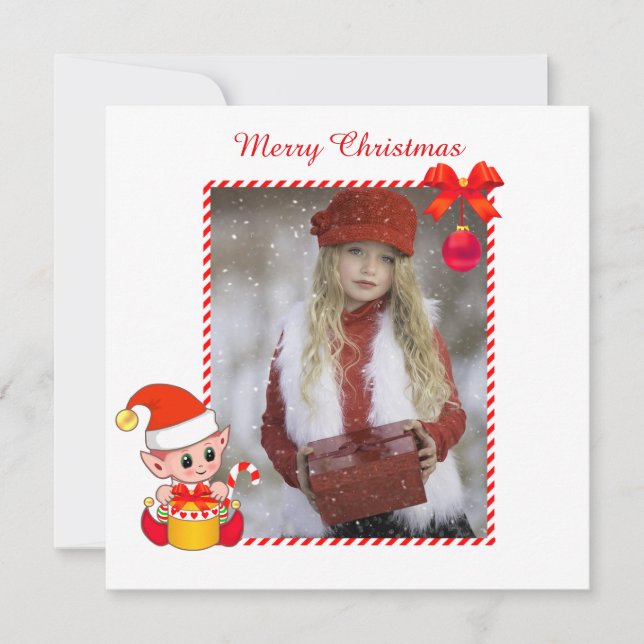 Modern Jul Tomte & Anpassad Foto (Framsida)
