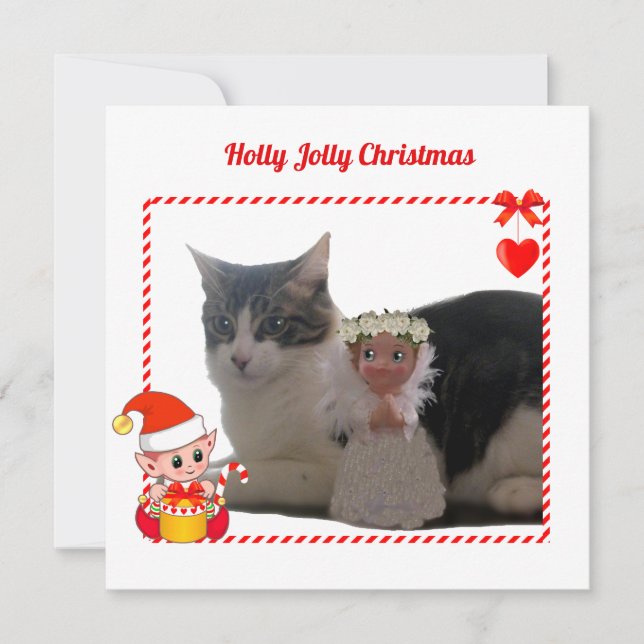 Modern Jul Tomte & Anpassad Katt Foto (Framsida)