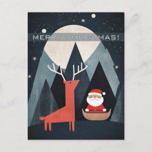 Modern jul tomte och älg illustration vykort