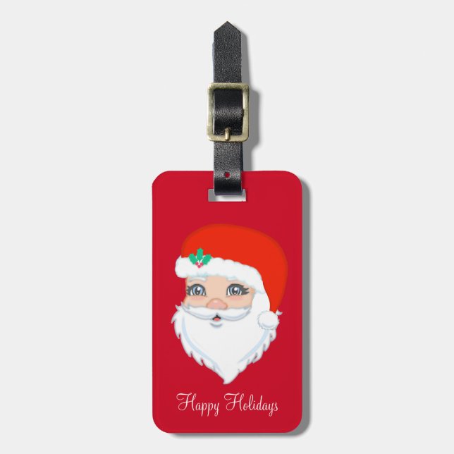 Modern jul tomte på röd bagagebricka (Vertikal Framsida)
