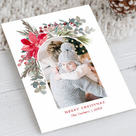 Modern jul vattenfärg blomsterfoto med valv julkort