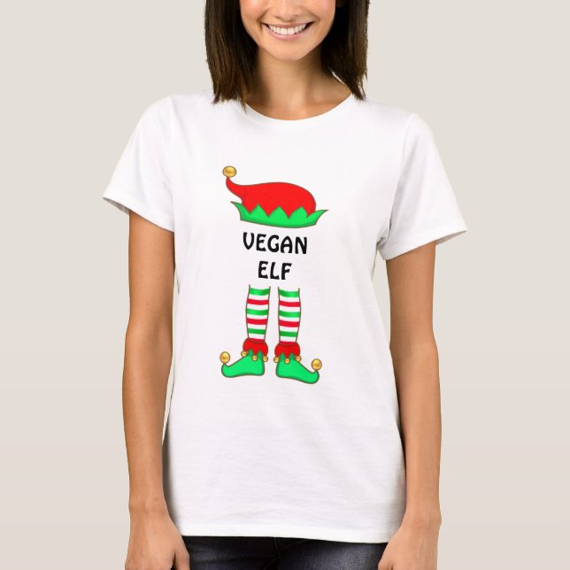 Modern jul vegansk alv t-shirt (Framsida)