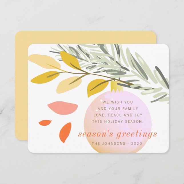 Modern jul Winter-Ornamet Snö i Gräs Julkort (Fram/baksida)