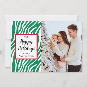 Modern jul Zebra Rand Anpassningsbar Photo Helgdag Julkort