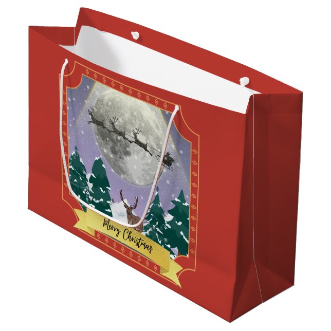 Modern julafton med Santa Reindeer (Framsidan Vinklad)