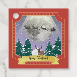 Modern julafton med Santa Reindeer Gåvor Etiketter