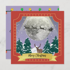 Modern julafton med Santa Reindeer Julkort