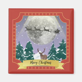 Modern julafton med Santa Reindeer Magnet