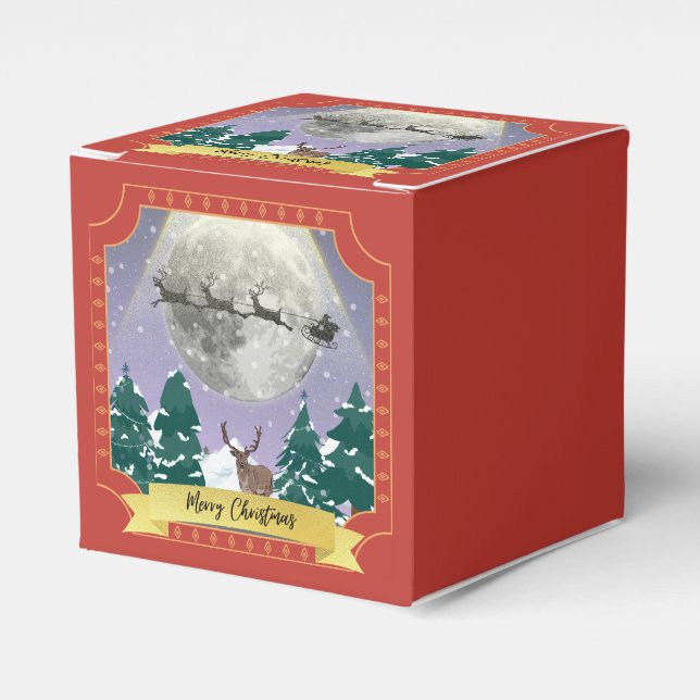 Modern julafton med Santa Reindeer Presentaskar (Framsidan Sidan)