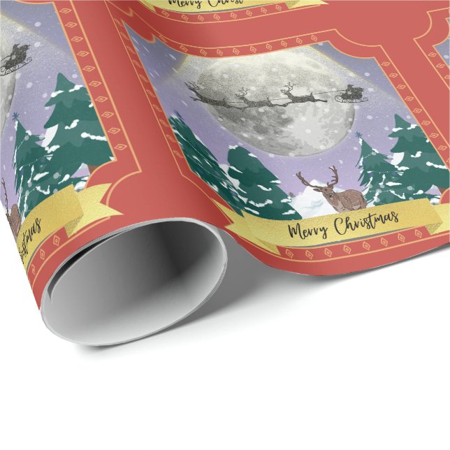 Modern julafton med Santa Reindeer Presentpapper (Rullad Hörn)