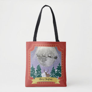 Modern julafton med Santa Reindeer Tygkasse