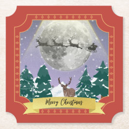 Modern julafton med Santa Reindeer Underlägg Papper