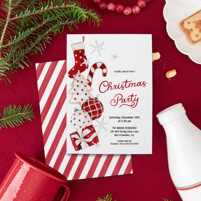 Modern julafton Party Inbjudningar (Festive Christmas Party Invitation)