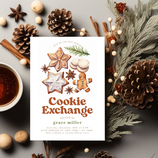 Modern Julbakstausch Julfest Inbjudningar (Modern Cookie Exchange Christmas Party Invitation)
