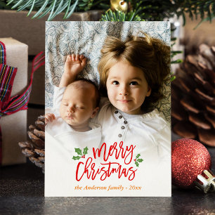 Modern julberries Snowflake Kids Photo Julkort