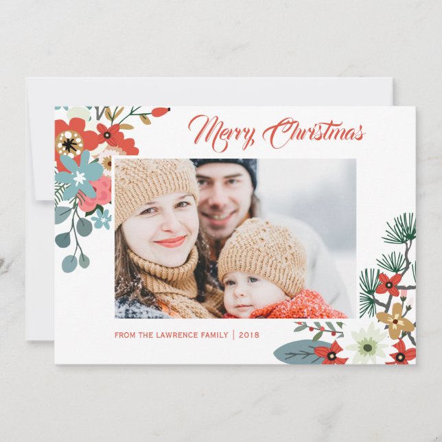 Modern julblommor - blomfoto julkort (Framsida)