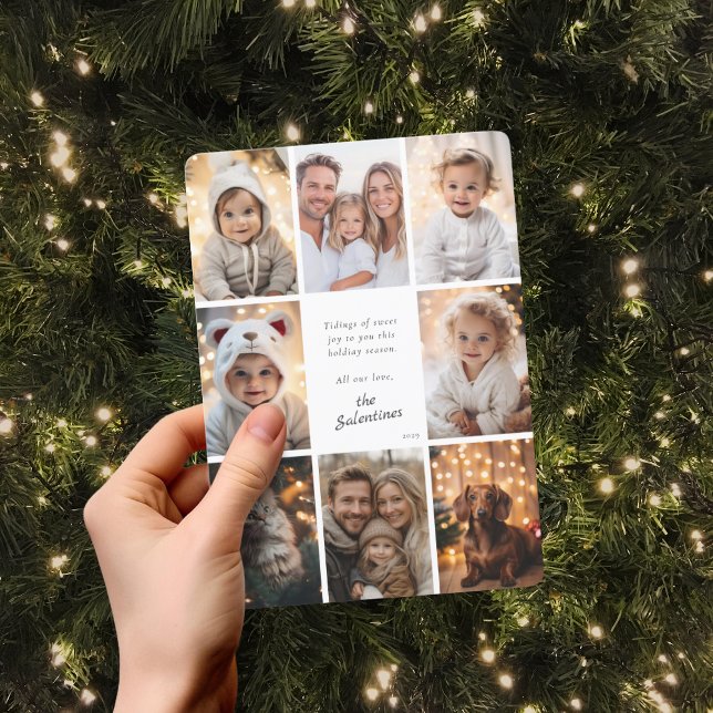 Modern julcollage med personlig anpassning julkort (Modern Family Photo Collage Personalized Christmas Holiday Card)