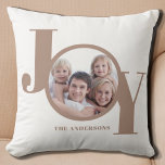Modern Juldag-Personlig - foto Kudde<br><div class="desc">Denna moderna julklapp,  Photo Pillow,  är utsmyckad med ord JY i beige på vit bakgrund. Anpassade enkelt med ditt foto och namn.</div>