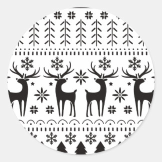 Modern juldekoration av folkkonst: renar runt klistermärke