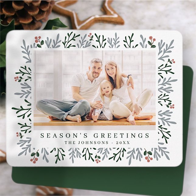 Modern juldräkt och berries botaniska julkort (Skapare uppladdad)