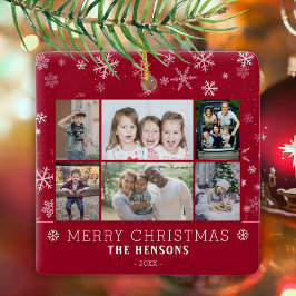 Modern julfamilj 6 Fotokollage Julgransprydnad Keramik