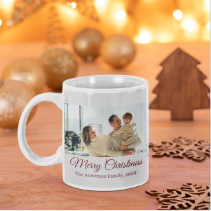 Modern julfamiljekollage med tre bilder jumbo mugg