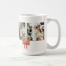 Modern julfamiljekollage med tre bilder kaffemugg
