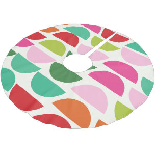 Modern julfärgad geometrisk form julgransmatta borstad polyester