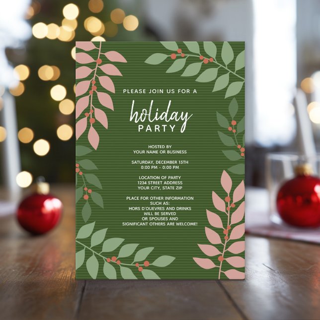 modern Julfest av bär eucalyptus grenar Inbjudningar (Custom Holiday Invitation - Modern Botanical)