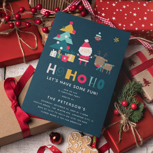 Modern julfest med HO HO HO Inbjudningar