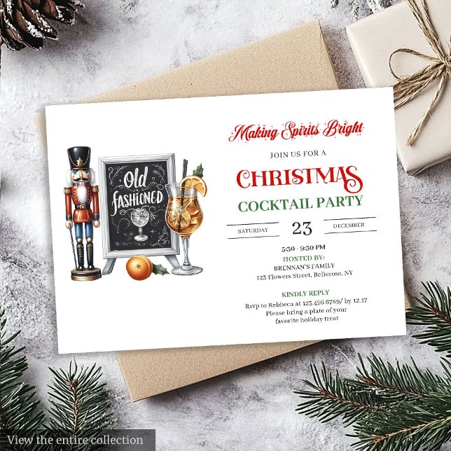 Modern julfestlig cocktailfest tryckbar inbjudan (Modern printable Christmas cocktails party invitation

)
