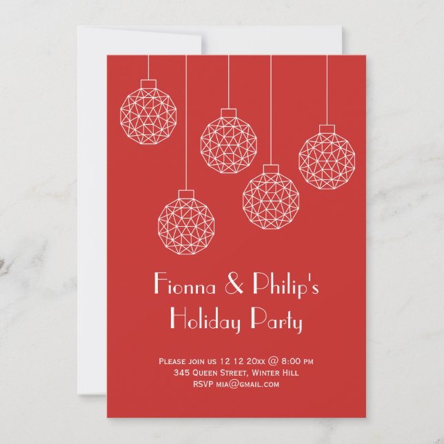 Modern julfestlig röd inbjudningar (Framsida)