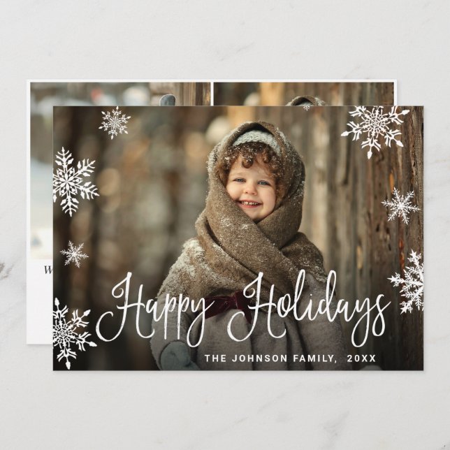 Modern julFOTO Hälsning Julkort (Fram/baksida)