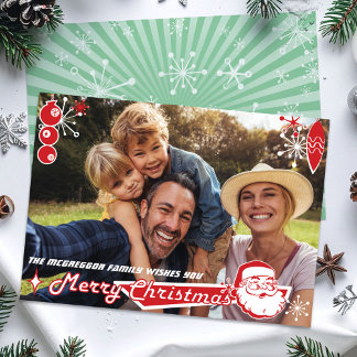 Modern julfotoport för Vågrät i mitten av århundra Julkort