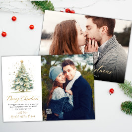 Modern Julgran 2-fotojul i skript Julkort