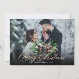 Modern Julgran 2-fotojul i skript Julkort