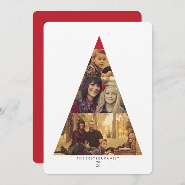 Modern Julgran 3-fotoJulhälsningar Julkort (Fram/baksida)