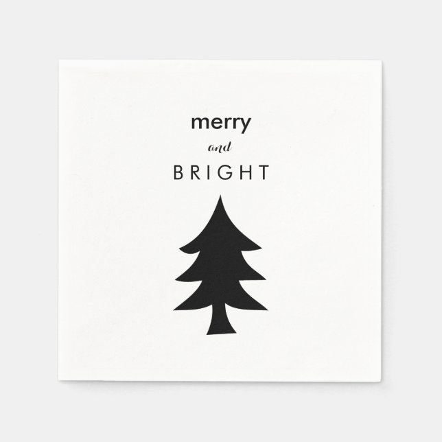 Modern Julgran Black and White Pappersservett (Framsidan)