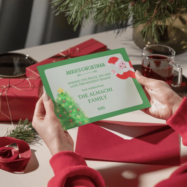 modern julgran familj julhälsning julkort (Skapare uppladdad)