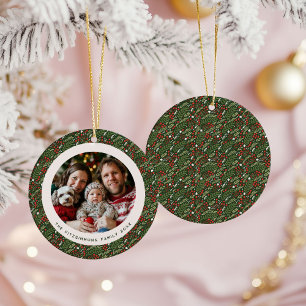 Modern julgran familjefoto julgransprydnad keramik