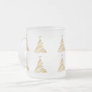 Modern Julgran Faux Gold Foil Frostad Glasmugg