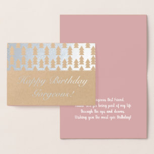 Modern Julgran Geometriefödelsedag Folierat Kort