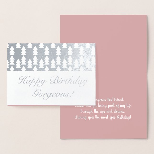 Modern Julgran Geometriefödelsedag Folierat Kort (Display)