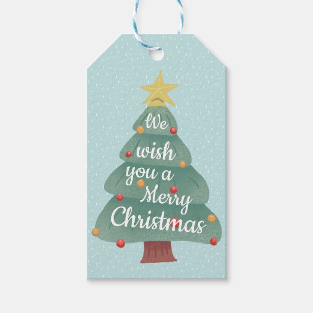 Modern Julgran God jul Presentetikett (Framsidan)