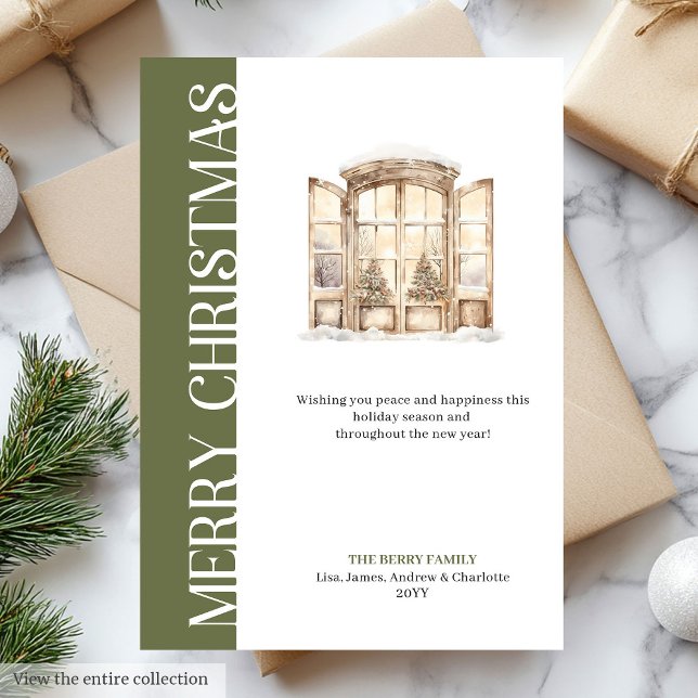Modern julgran gratulationskort i neutrala toner julkort (Modern neutral tones Christmas tree greeting card

)