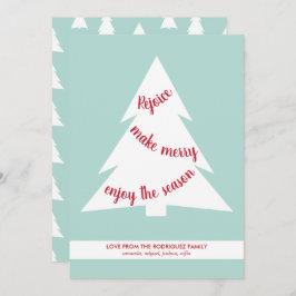 Modern Julgran Helgdag-skript på Mint Grönt Julkort