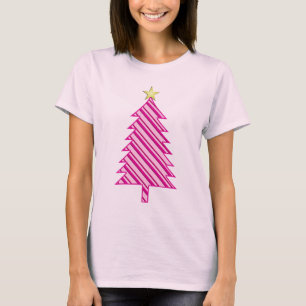 Modern Julgran i Rosa Peppermint Rand T Shirt