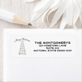 Modern Julgran i tre Pastel Färg Returadress Etikett