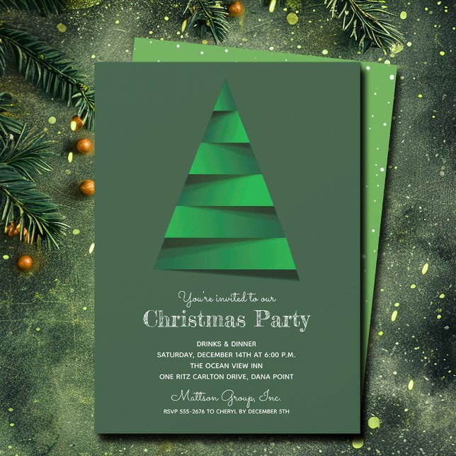 Modern Julgran Julfest Inbjudningar (Modern Christmas Tree Holiday Party Invitations - PRINTED and/or INSTANT DOWNLOAD)