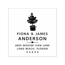 Modern julgran makepar returadress självfärgande stämpel